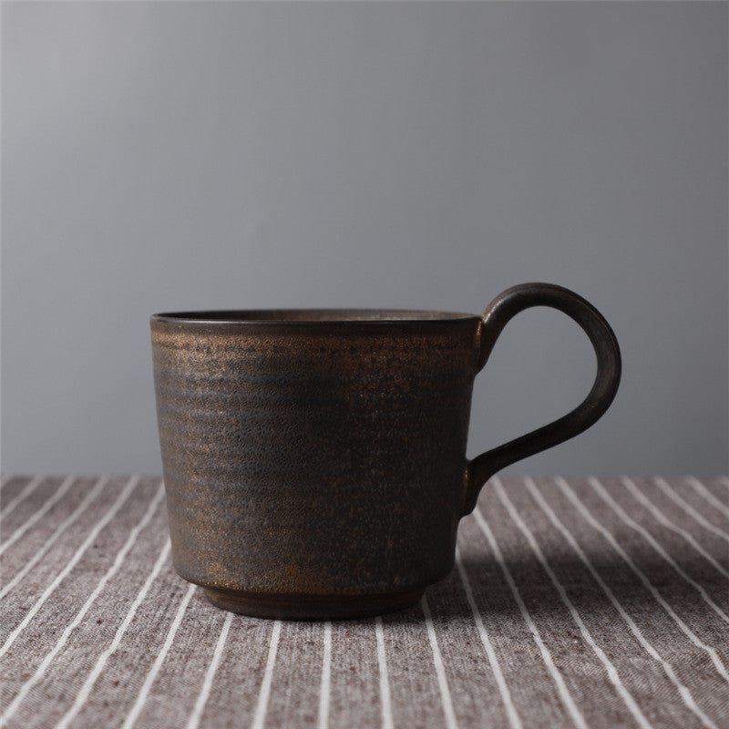 Japanese Retro Ceramic Coffee Cup And Saucer Set Creative Souvenir Cup Afternoon Tea Mug Stoneware Coffee Cup
