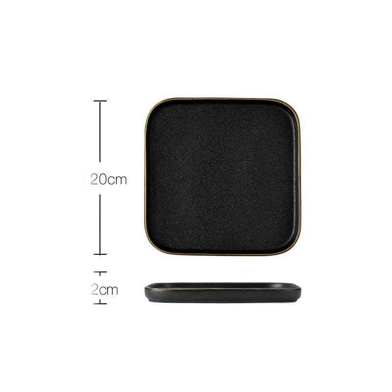 Household Simple Black Frosted Ceramic Dish