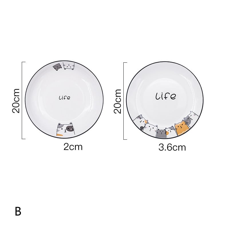 Cat Plate Vegetable Plate Deep Plate Household Ceramic