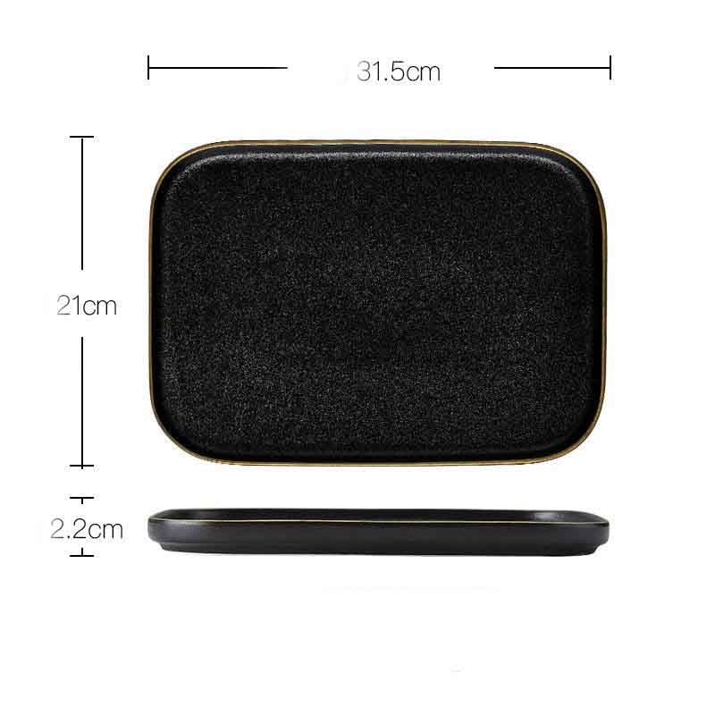 Household Simple Black Frosted Ceramic Dish