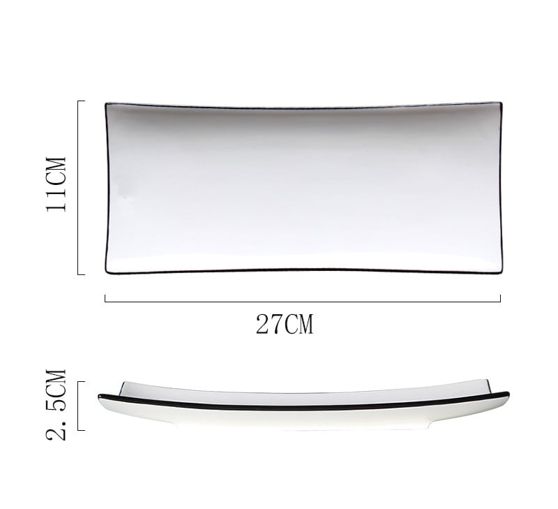Japanese Plate Rectangular Sushi Simple Ceramic Tableware