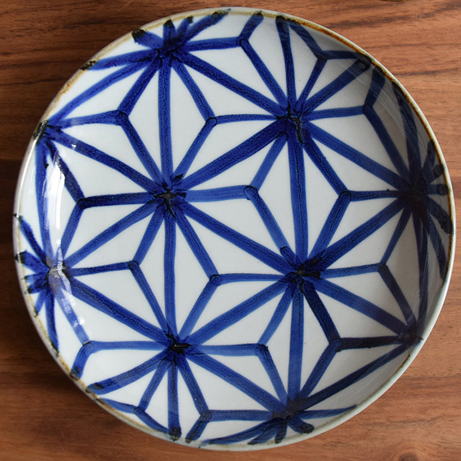Household Hemp Leaf Pattern Ceramic Dinner Plate