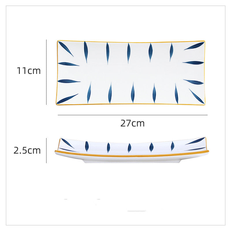 Japanese Plate Rectangular Sushi Simple Ceramic Tableware