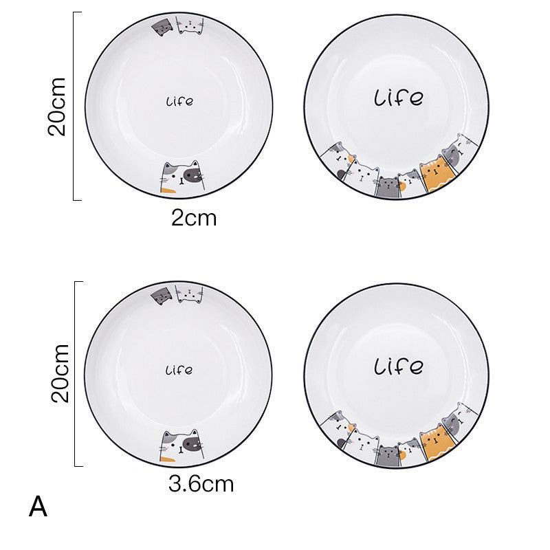 Cat Plate Vegetable Plate Deep Plate Household Ceramic