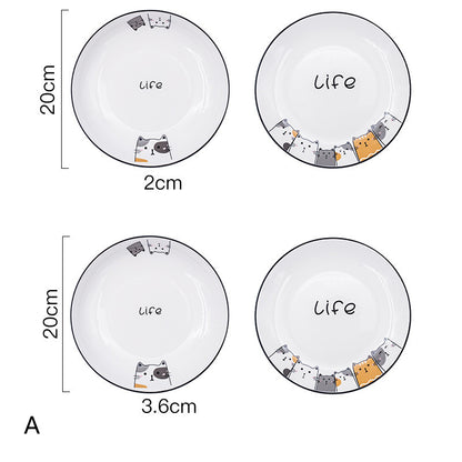 Cat Plate Vegetable Plate Deep Plate Household Ceramic
