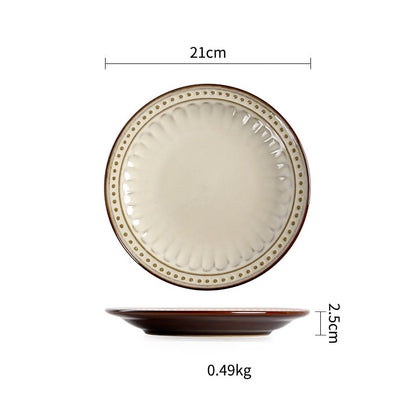 Ceramic Plate Flat Plate Creative Dish Plate Japanese Vintage Tableware