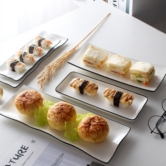 Japanese Plate Rectangular Sushi Simple Ceramic Tableware