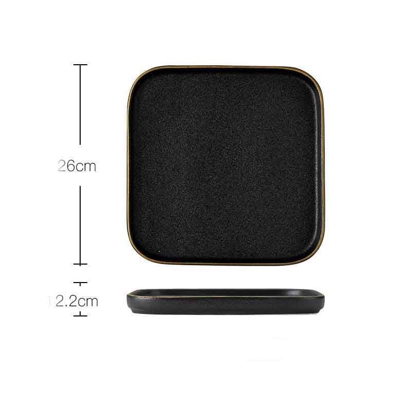 Household Simple Black Frosted Ceramic Dish