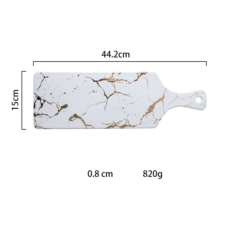 Light luxury style marble and gold irregular ceramic tray