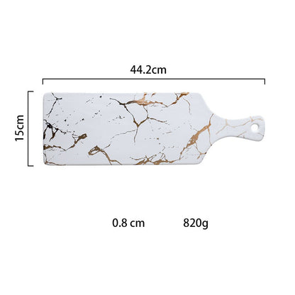 Light luxury style marble and gold irregular ceramic tray