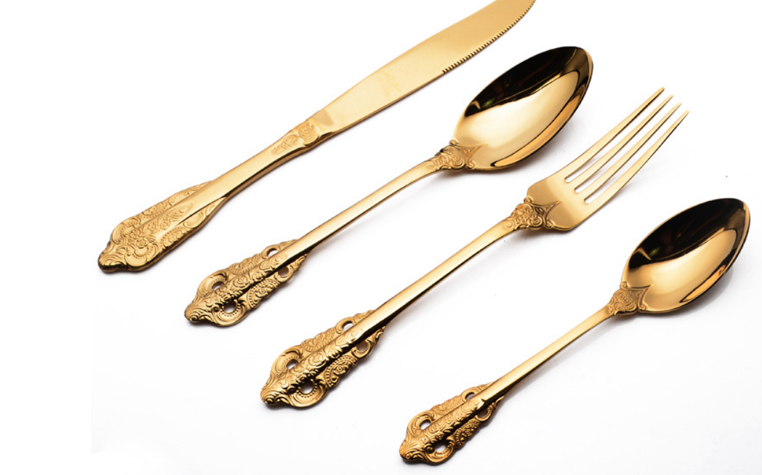European-Style Tableware Palace Retro Carved Steak Cutlery Spoon Coffee Small Spoon Dessert Spoon Hotel Cutlery Spoon Set