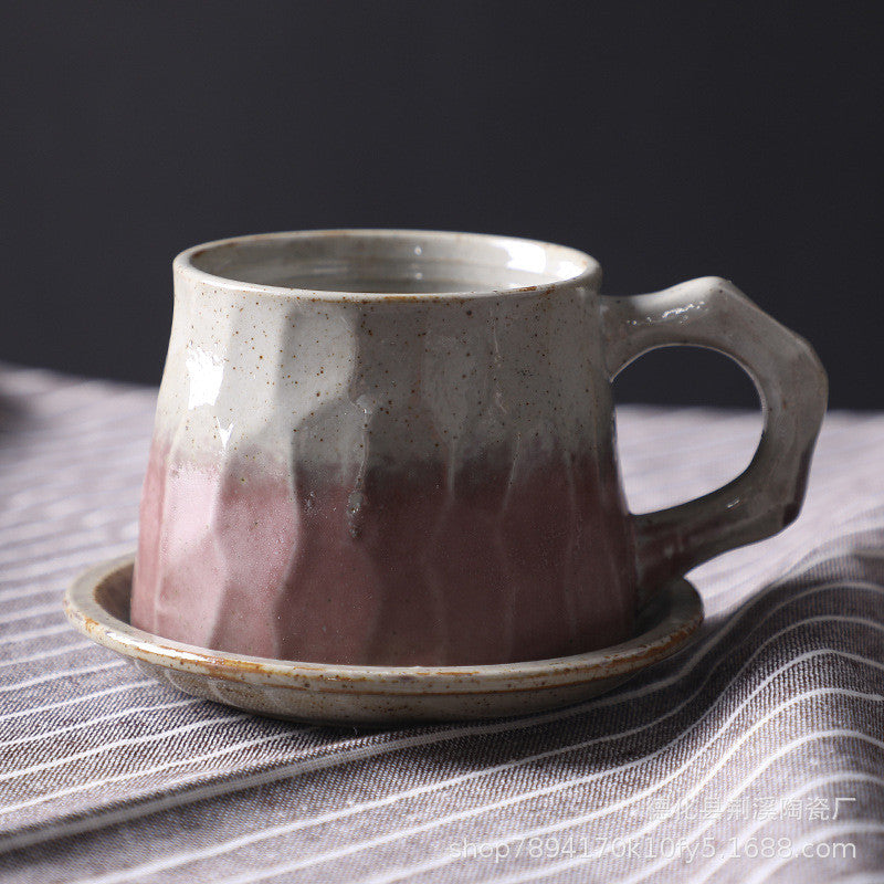 Japanese Retro Ceramic Coffee Cup And Saucer Set Creative Souvenir Cup Afternoon Tea Mug Stoneware Coffee Cup