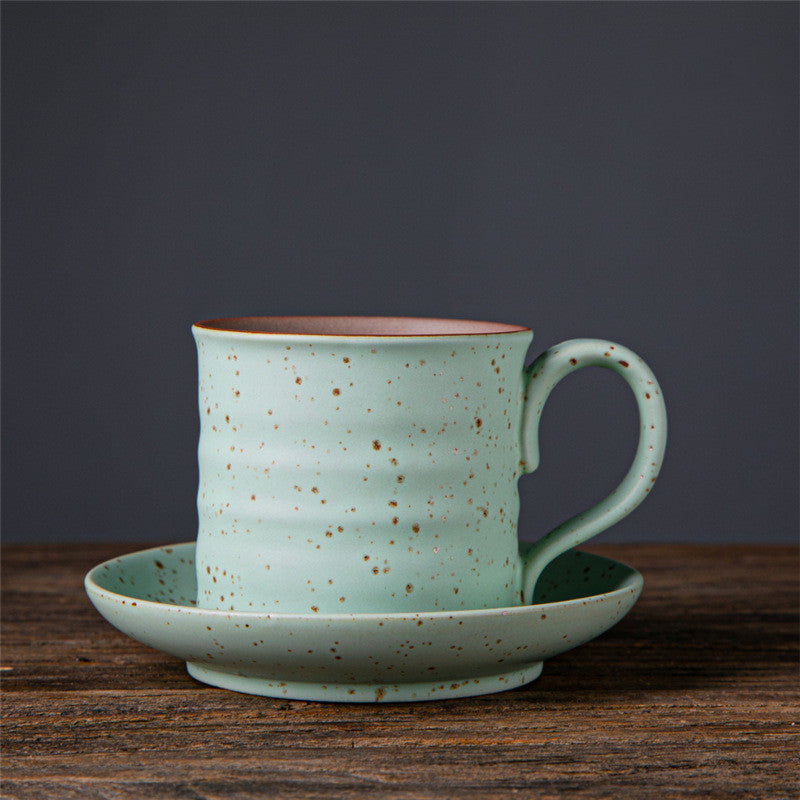 Japanese Retro Ceramic Coffee Cup And Saucer Set Creative Souvenir Cup Afternoon Tea Mug Stoneware Coffee Cup