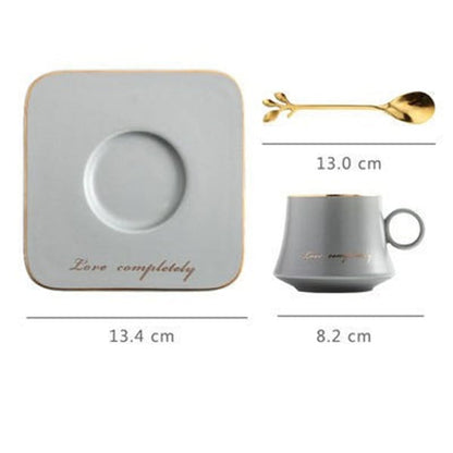 European Style Light Luxury Gold Afternoon Tea Milk Juice Breakfast Cup Saucer Spoon Gift