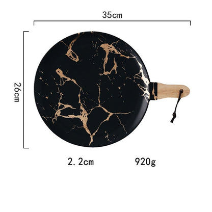 Light luxury style marble and gold irregular ceramic tray