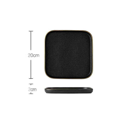 Household Simple Black Frosted Ceramic Dish