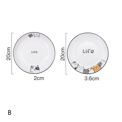 Cat Plate Vegetable Plate Deep Plate Household Ceramic