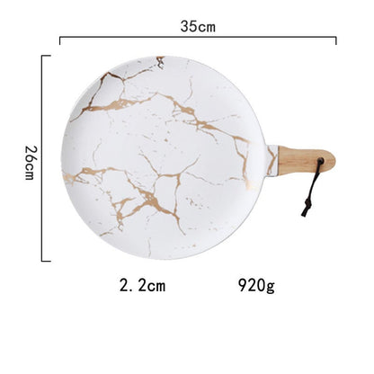 Light luxury style marble and gold irregular ceramic tray