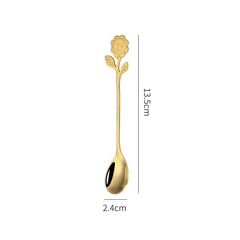 Japanese Style Stainless Steel Cartoon Sunflower Spoon