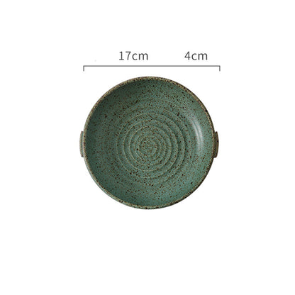 Japanese Binaural Plate Handmade Stoneware Cutlery Set