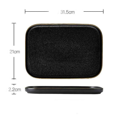 Household Simple Black Frosted Ceramic Dish