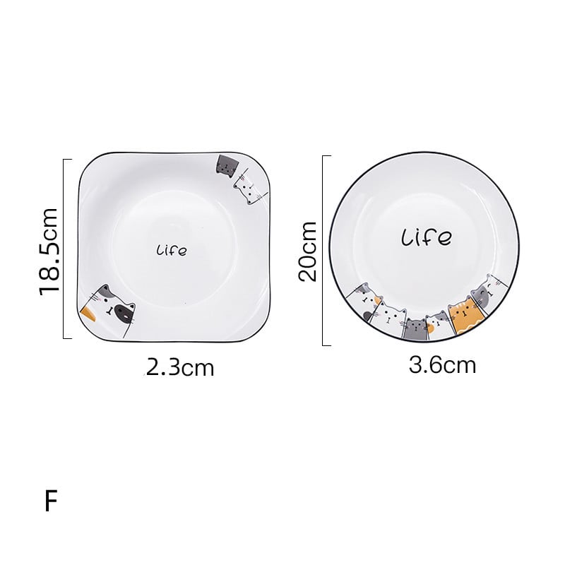 Cat Plate Vegetable Plate Deep Plate Household Ceramic
