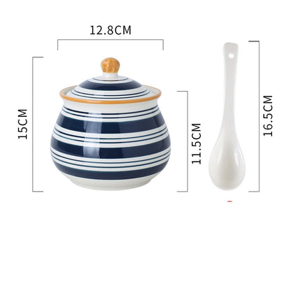 Household Kitchen Condiment Pot Ceramic Suit
