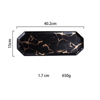 Light luxury style marble and gold irregular ceramic tray