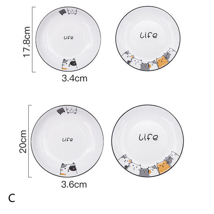 Cat Plate Vegetable Plate Deep Plate Household Ceramic