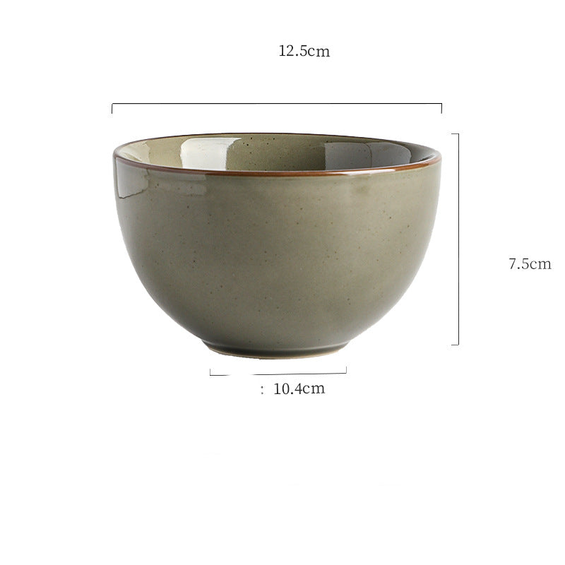 Inky Glaze Vintage Ceramic Rice Bowl