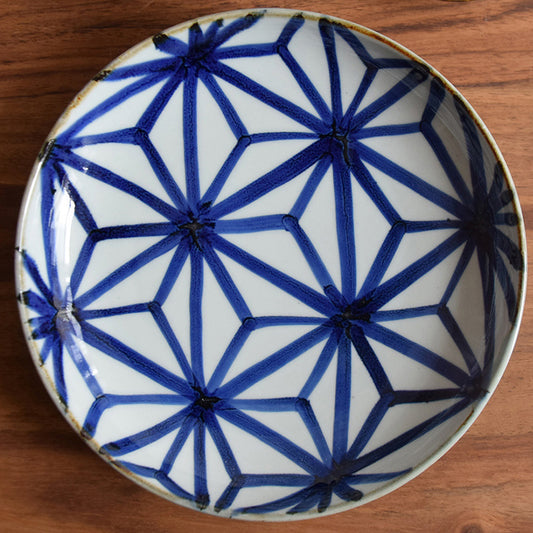 Household Hemp Leaf Pattern Ceramic Dinner Plate