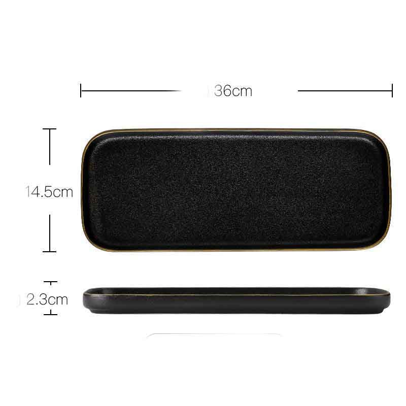 Household Simple Black Frosted Ceramic Dish