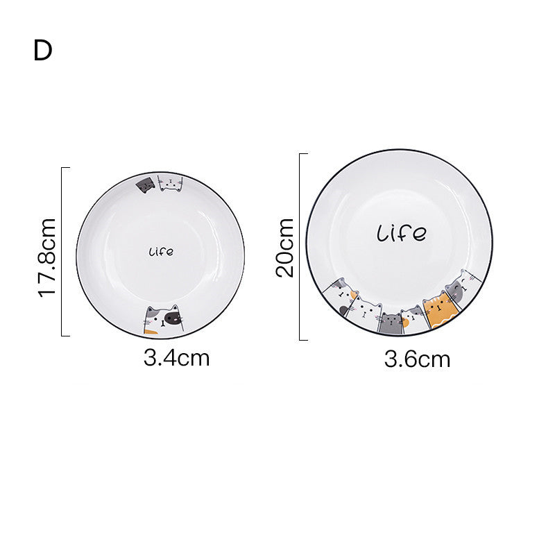 Cat Plate Vegetable Plate Deep Plate Household Ceramic
