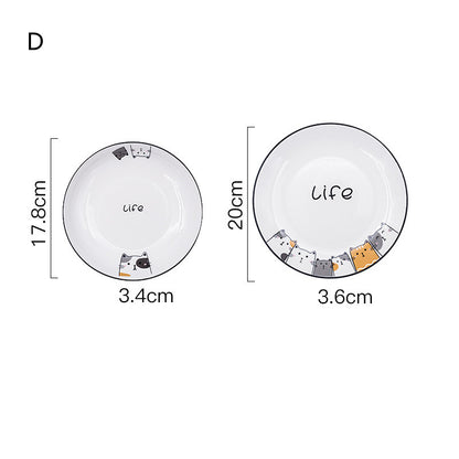 Cat Plate Vegetable Plate Deep Plate Household Ceramic