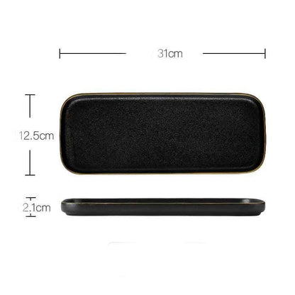 Household Simple Black Frosted Ceramic Dish